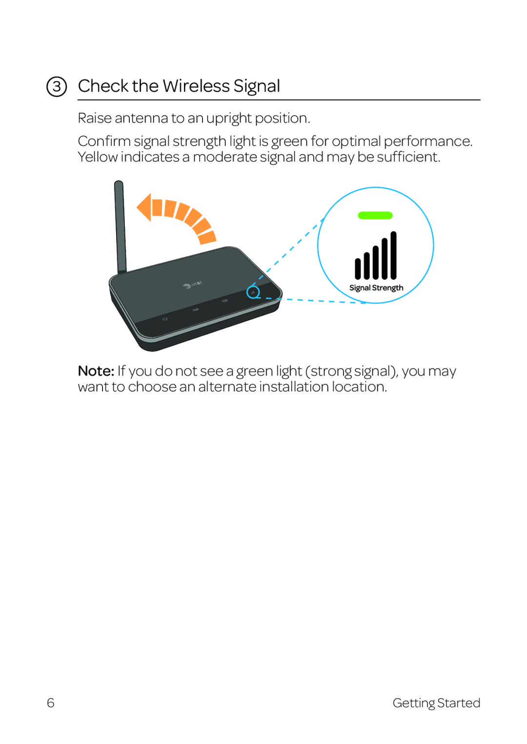 AT&T WF720 manual Check the Wireless Signal, Raise antenna to an upright position 