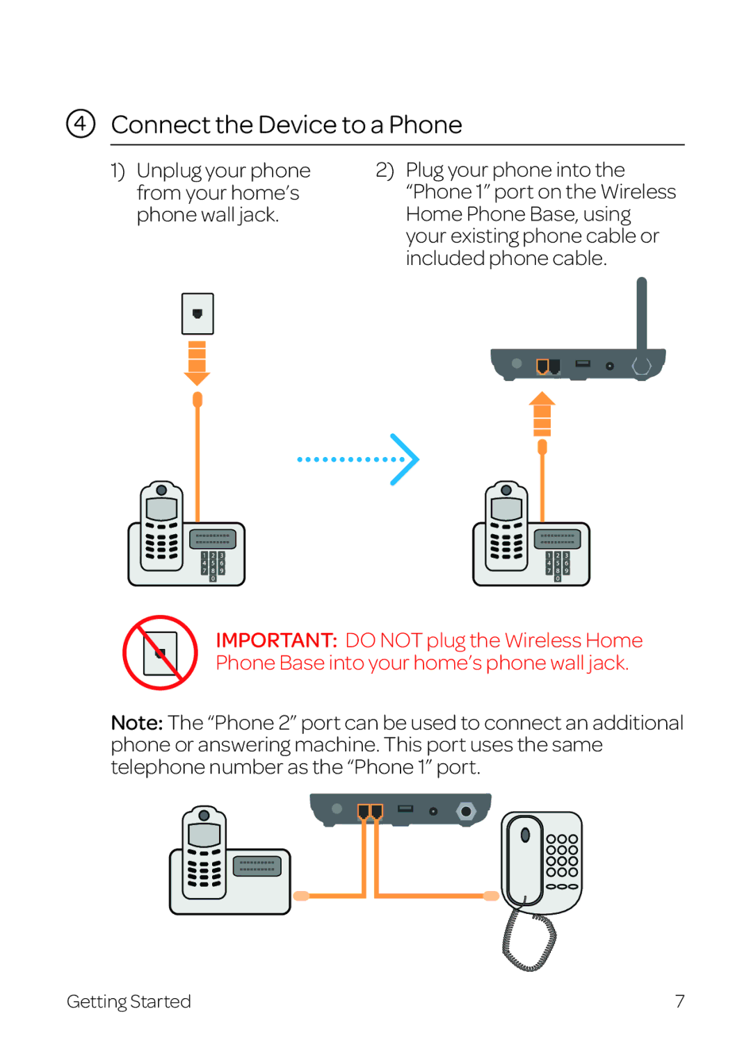 AT&T WF720 manual Connect the Device to a Phone 