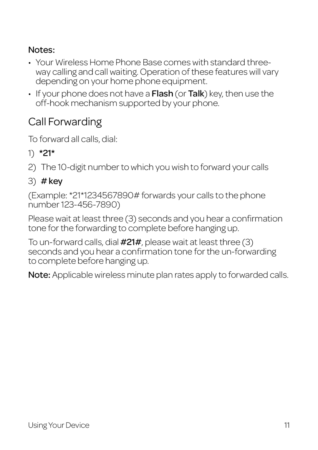 AT&T WF720 manual Call Forwarding 