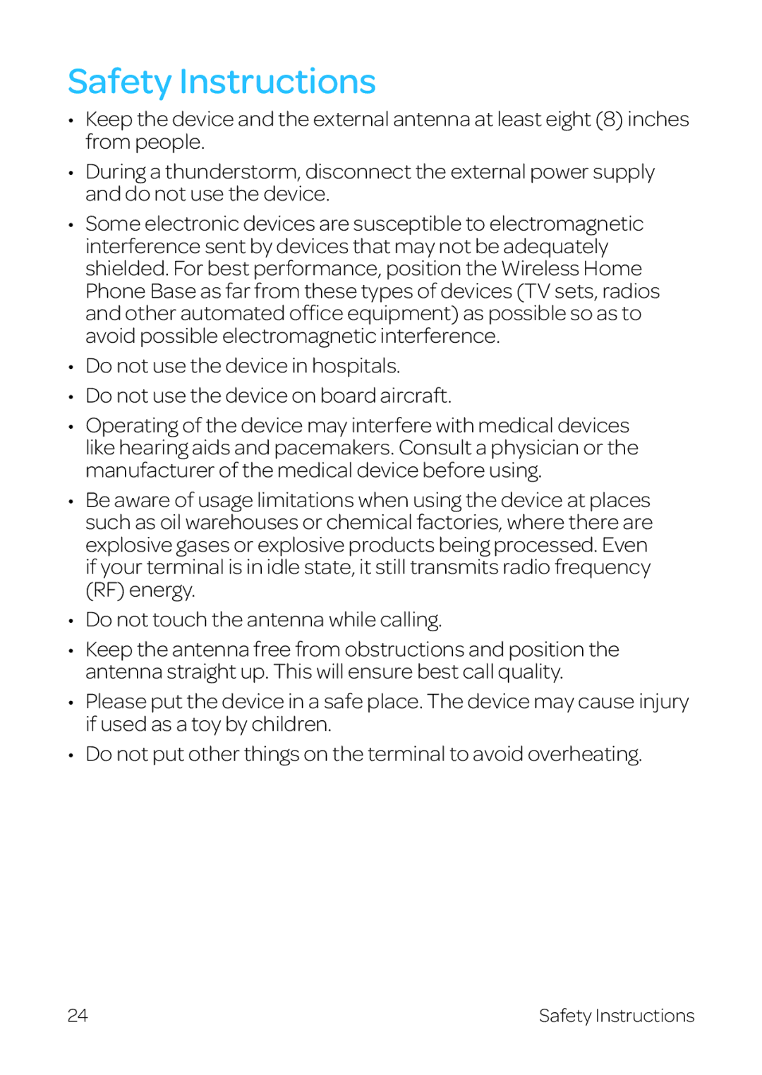 AT&T WF720 manual Safety Instructions 