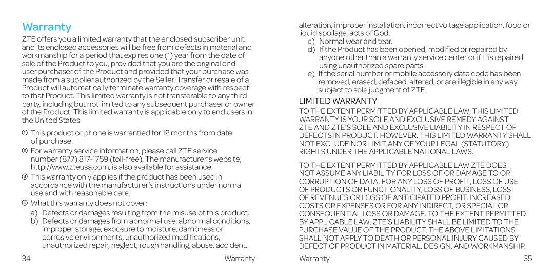 AT&T WF721 manual Limited Warranty 