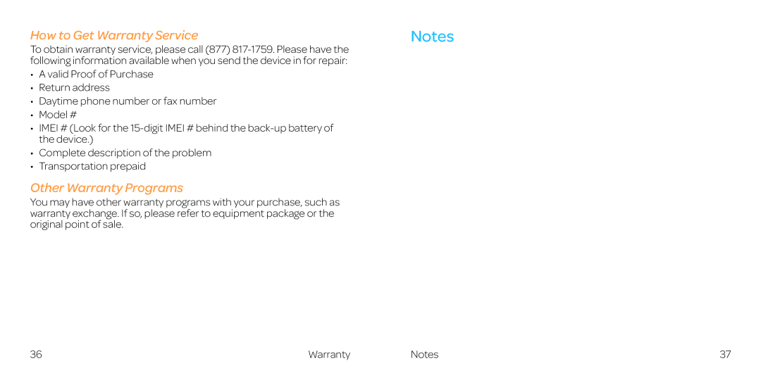 AT&T WF721 manual How to Get Warranty Service, Other Warranty Programs 