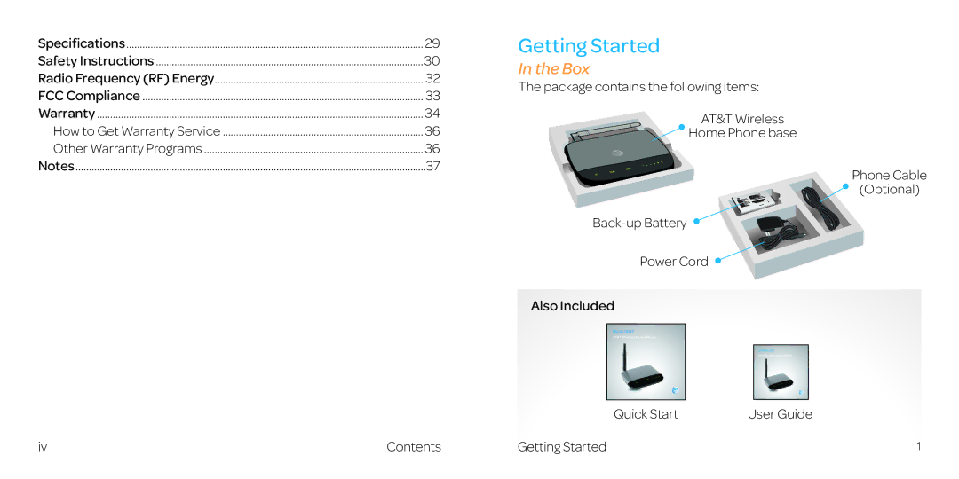 AT&T WF721 manual Getting Started, Box 