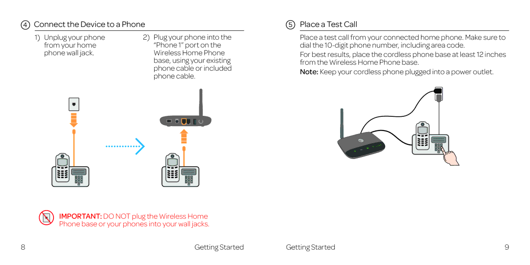 AT&T WF721 manual Connect the Device to a Phone, Place a Test Call 