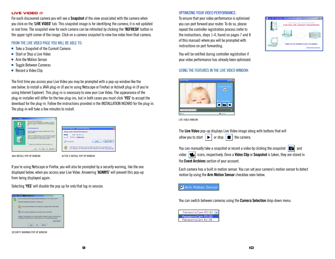 AT&T XG1000 user manual From the Live Video page YOU will be Able to, Using the Features in the Live Video Window 