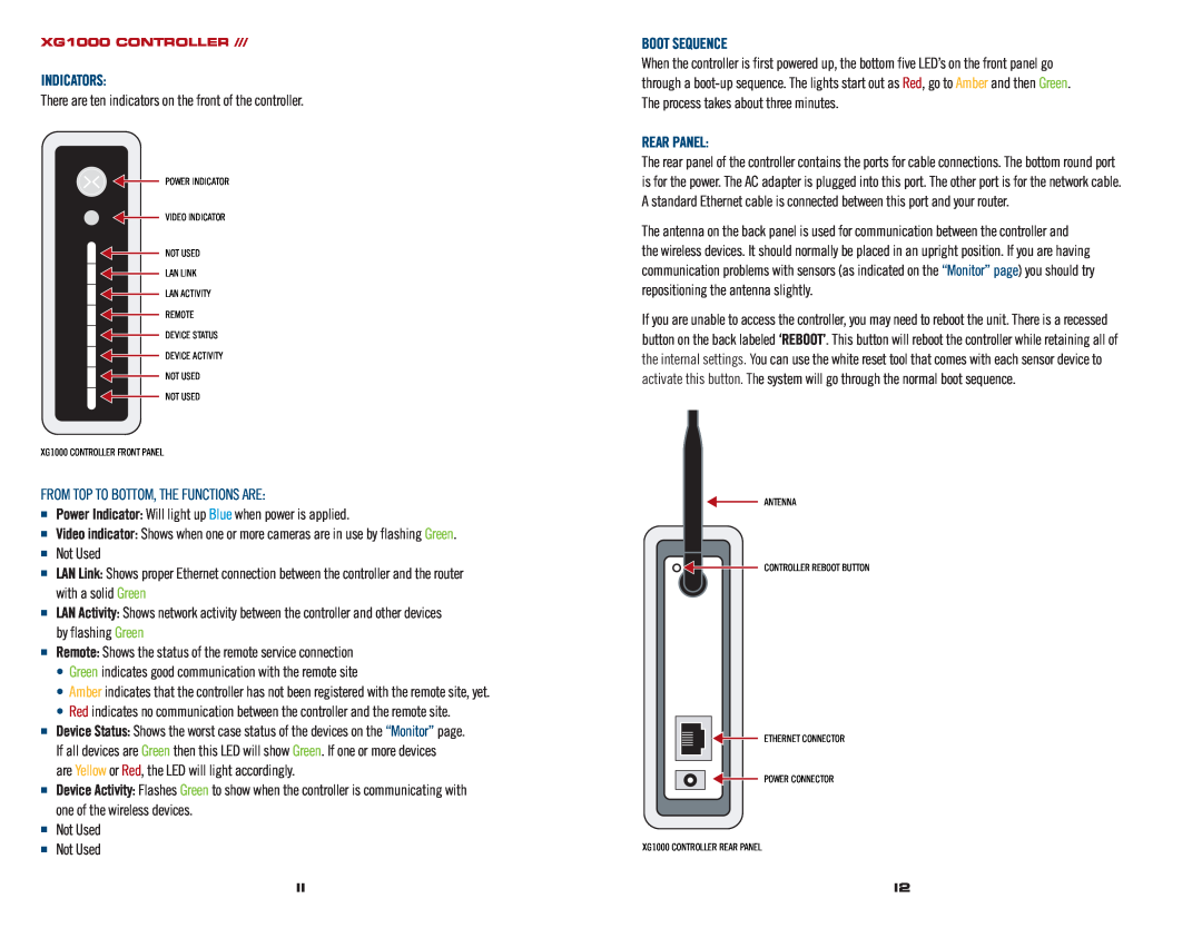 AT&T XG1000 user manual Indicators, From Top To Bottom, The Functions Are, Boot Sequence, Rear Panel 