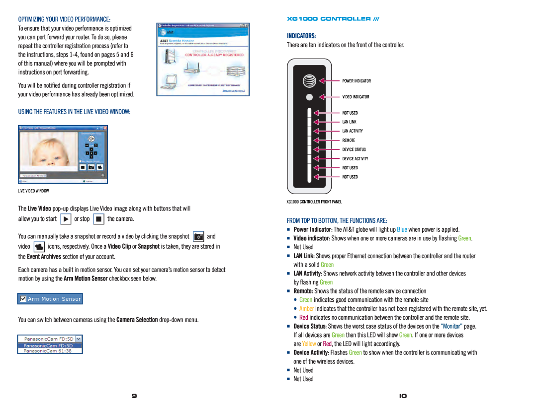 AT&T XG1000 installation manual Optimizing Your Video Performance, Using The Features In The Live Video Window, Indicators 