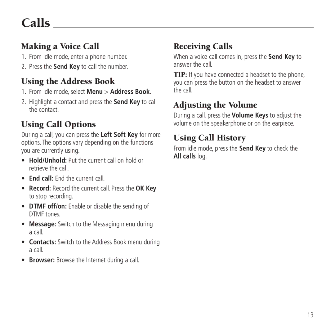 AT&T Z221 user manual Calls 