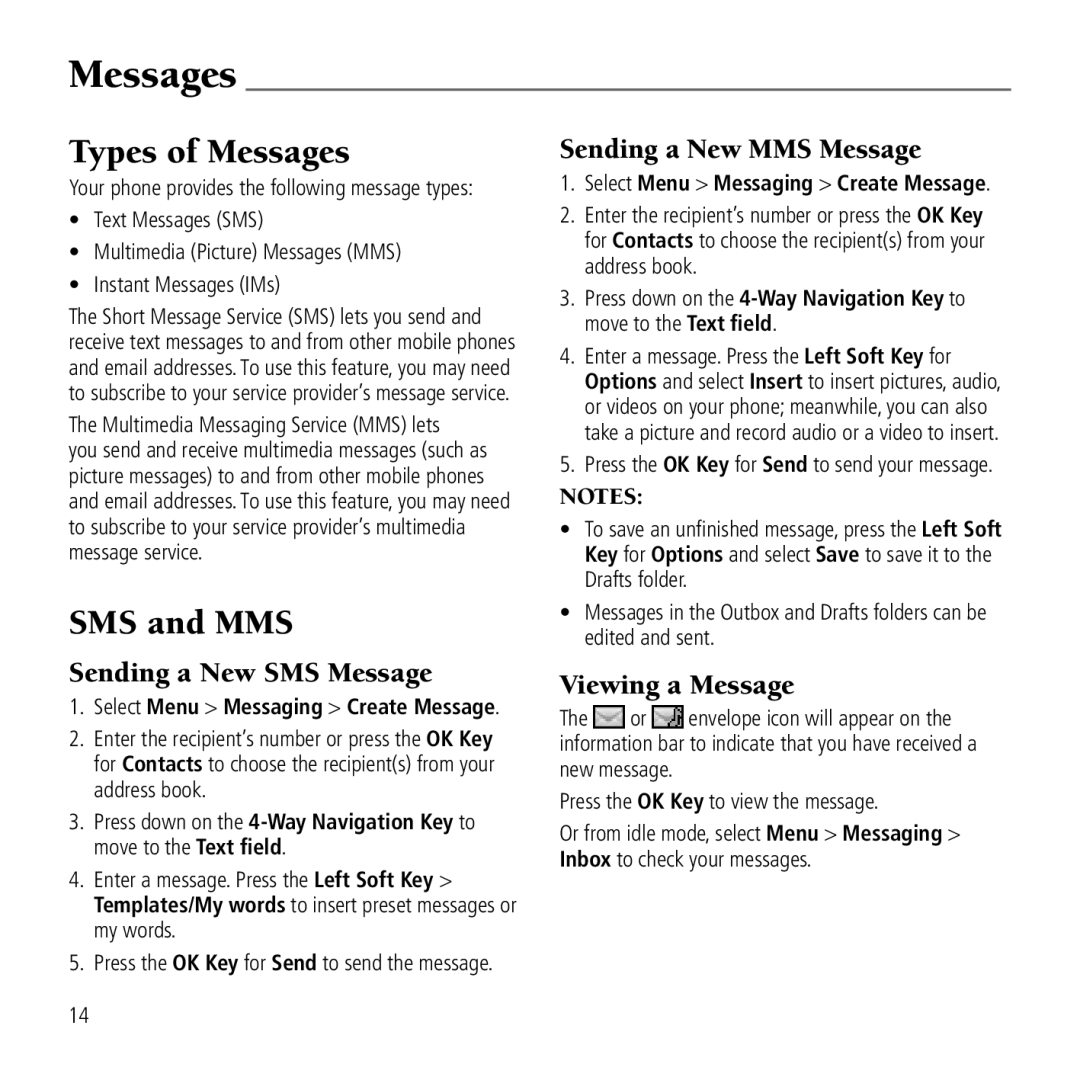 AT&T Z221 user manual Types of Messages, SMS and MMS 