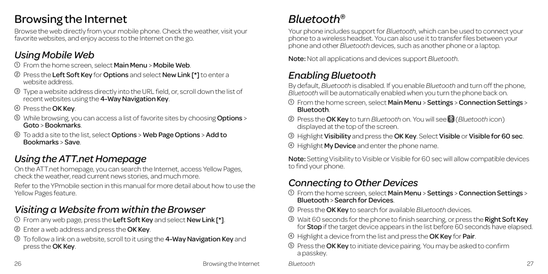 AT&T Z431 manual Browsing the Internet 