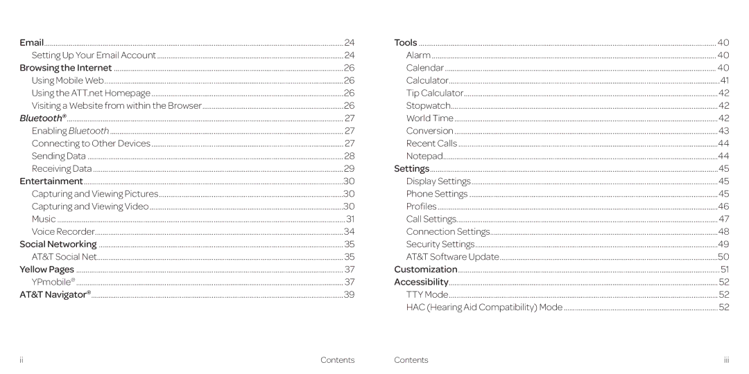 AT&T Z431 manual Contents Iii 