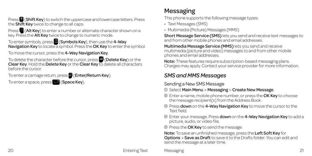 AT&T Z432 manual Messaging, SMS and MMS Messages, Sending a New SMS Message 