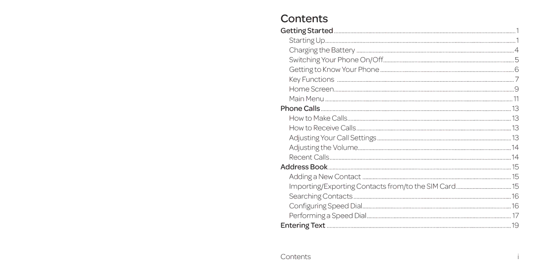 AT&T Z432 manual Contents 