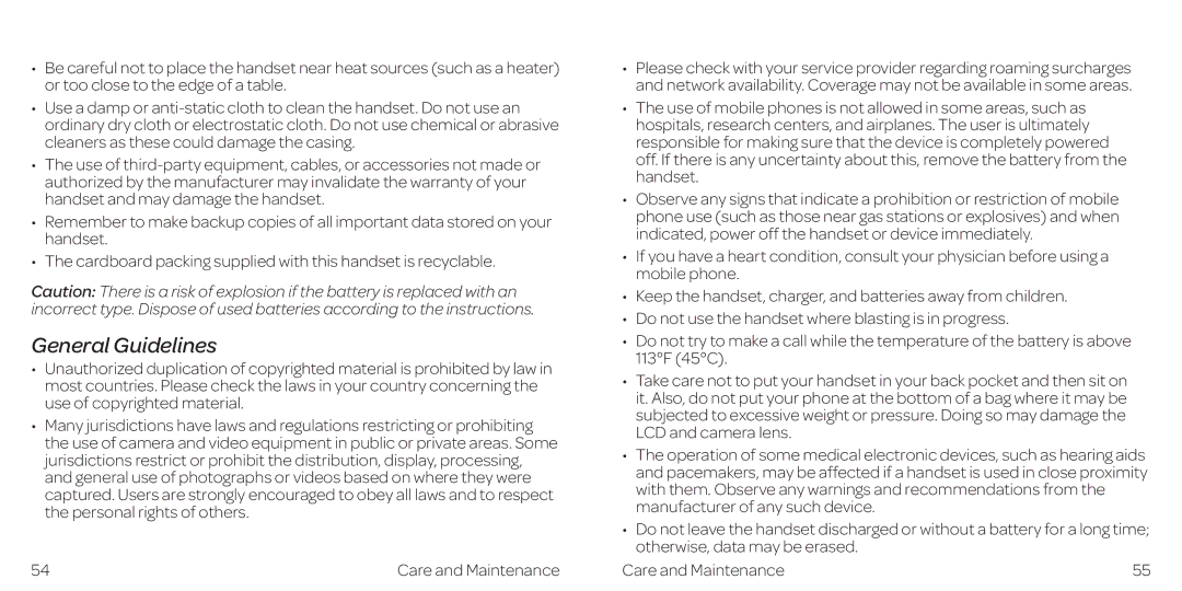 AT&T Z432 manual General Guidelines 