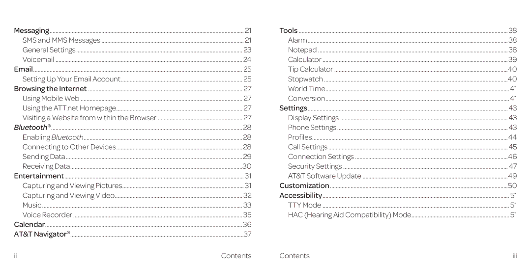 AT&T Z432 manual Contents Iii 