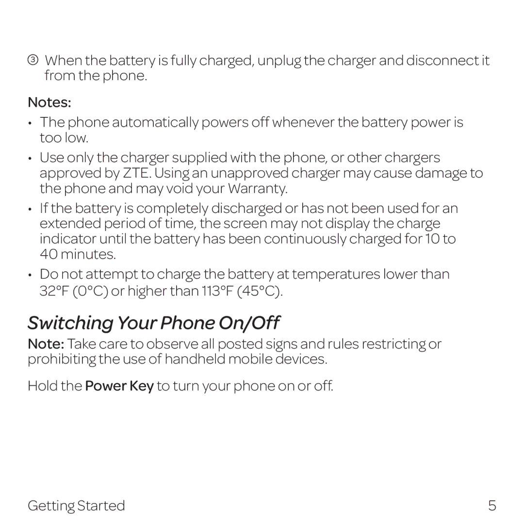 AT&T Z432 manual Switching Your Phone On/Off 