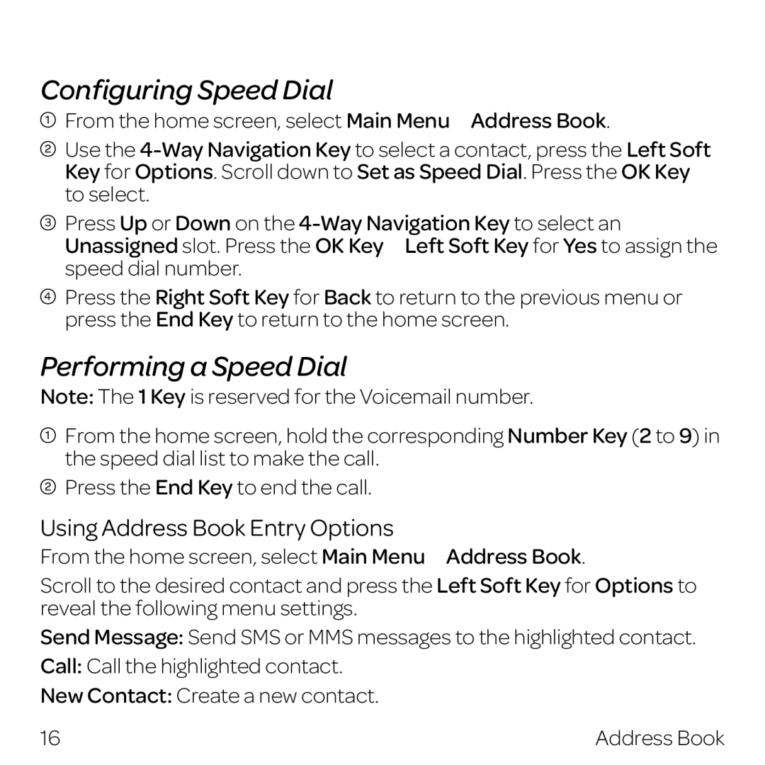 AT&T Z432 manual Configuring Speed Dial, Performing a Speed Dial, Using Address Book Entry Options 