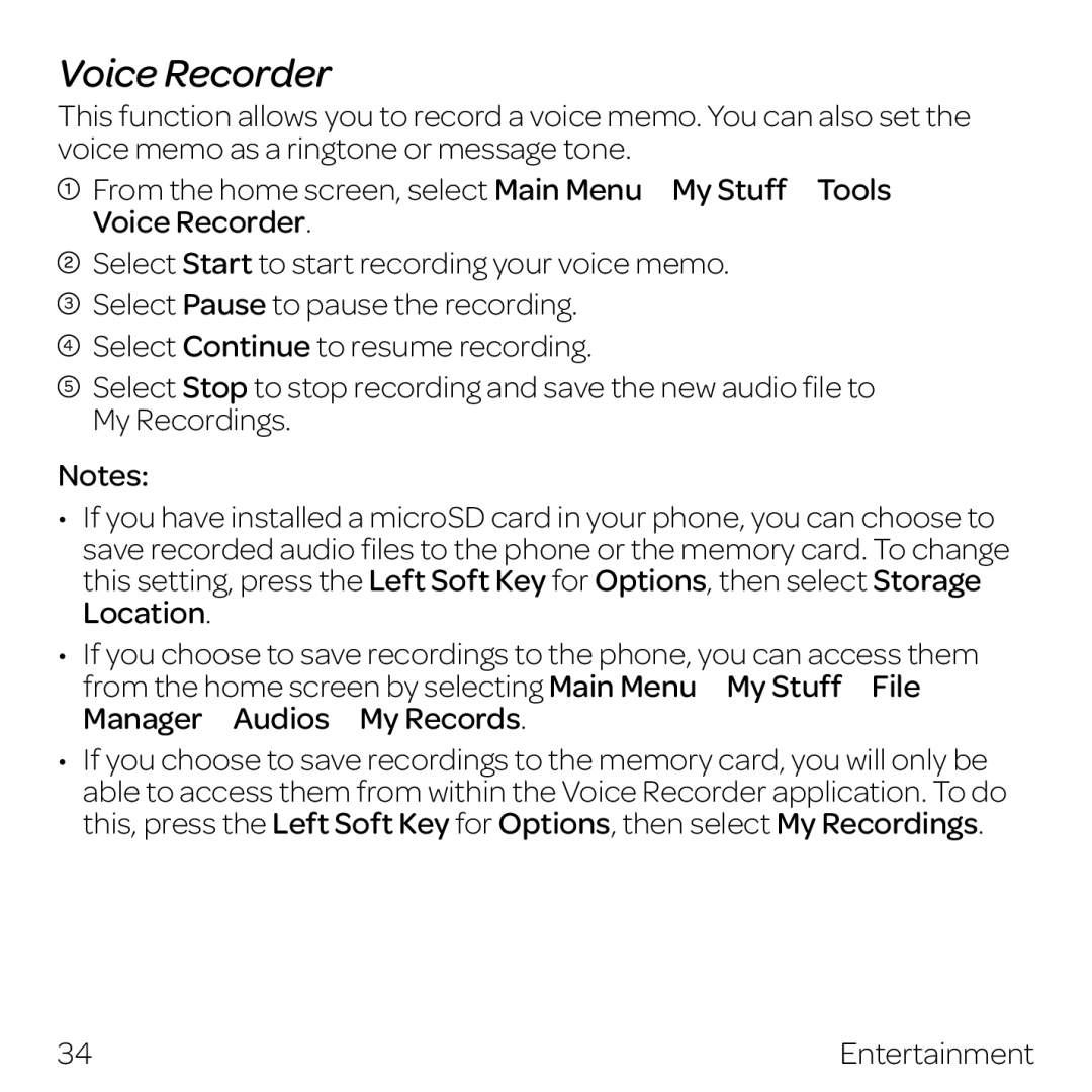 AT&T Z432 manual Voice Recorder 