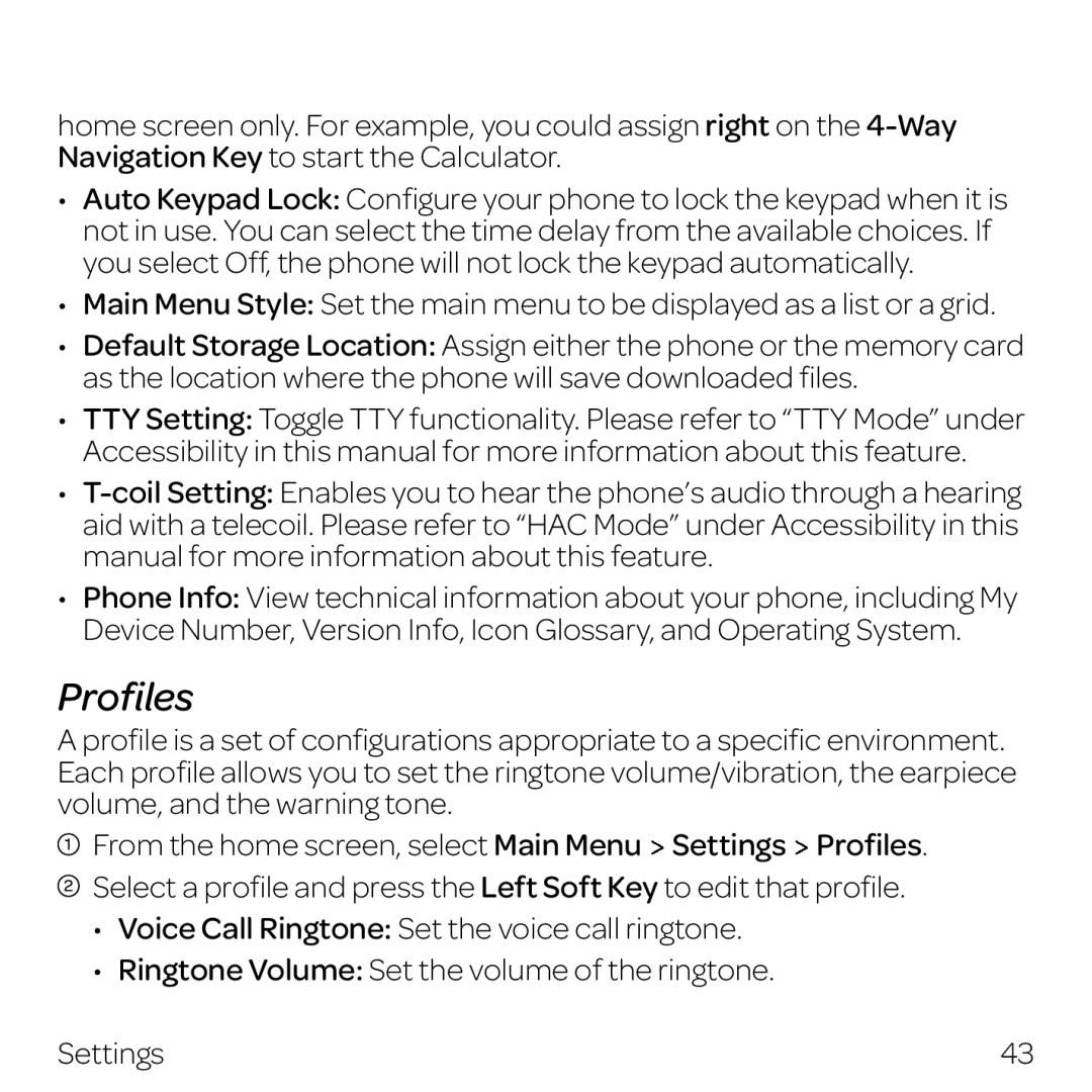 AT&T Z432 manual Profiles 