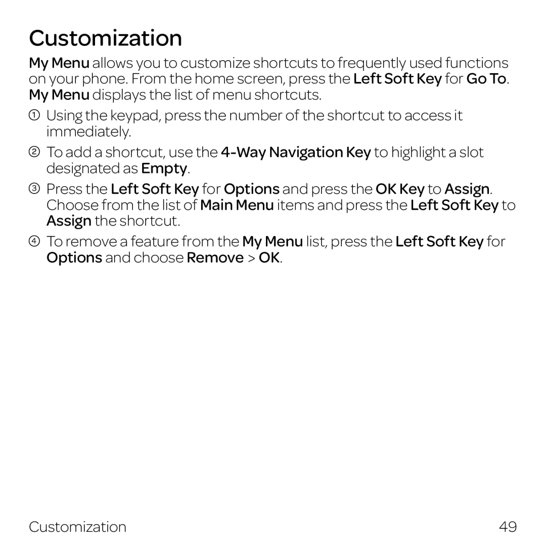 AT&T Z432 manual Customization 