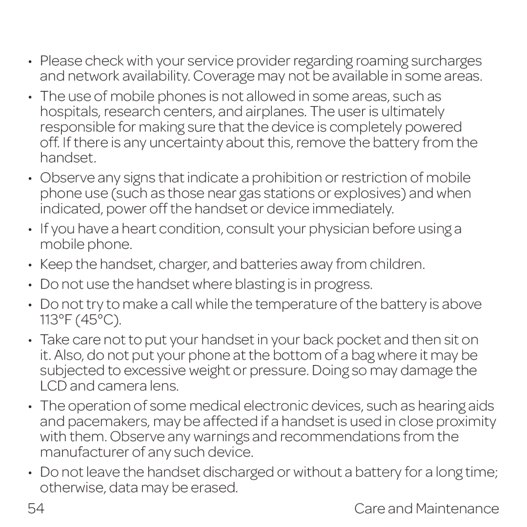 AT&T Z432 manual Care and Maintenance 