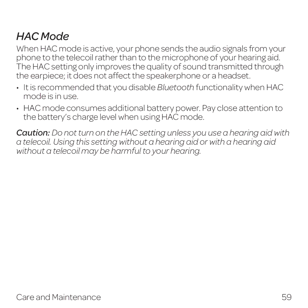 AT&T Z432 manual HAC Mode 