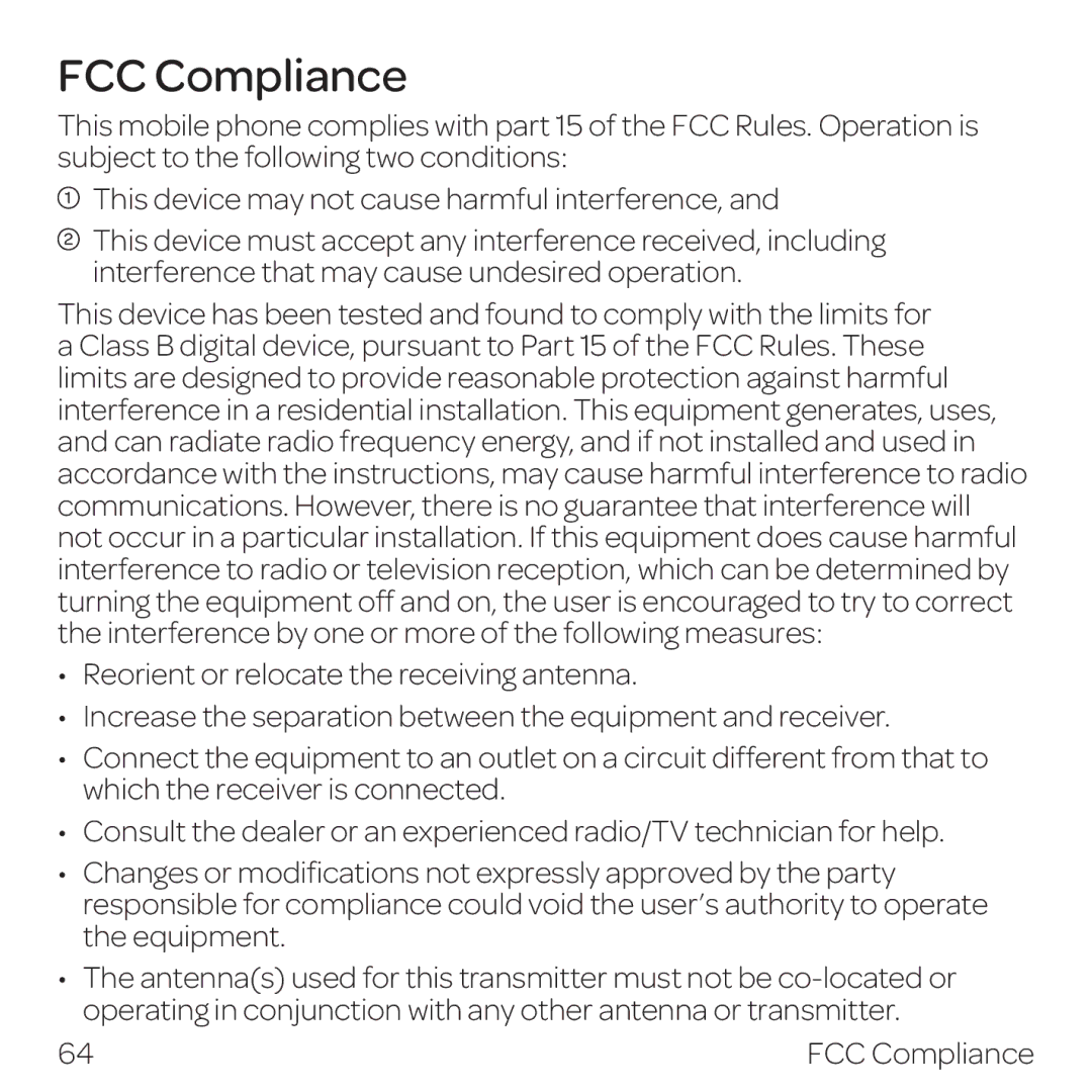 AT&T Z432 manual FCC Compliance 