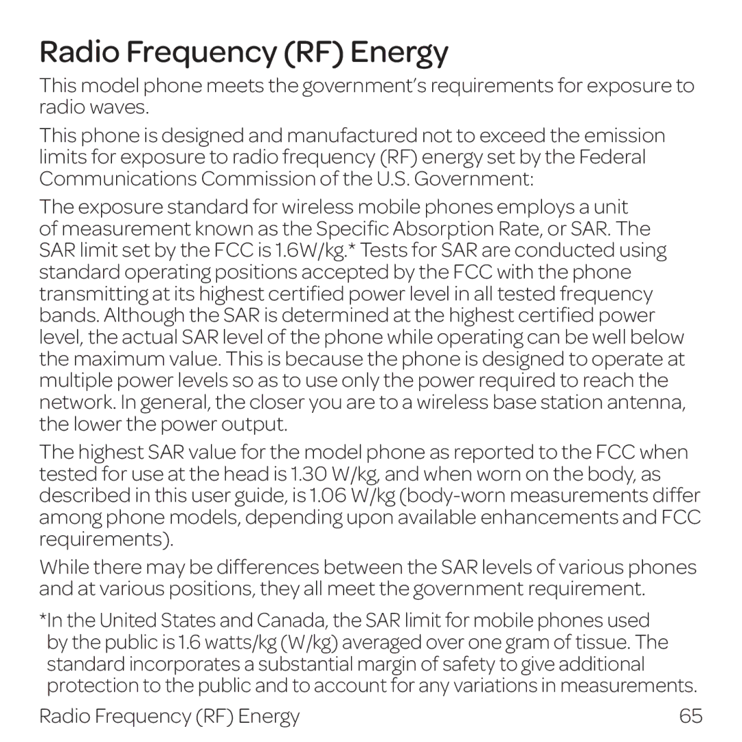 AT&T Z432 manual Radio Frequency RF Energy 