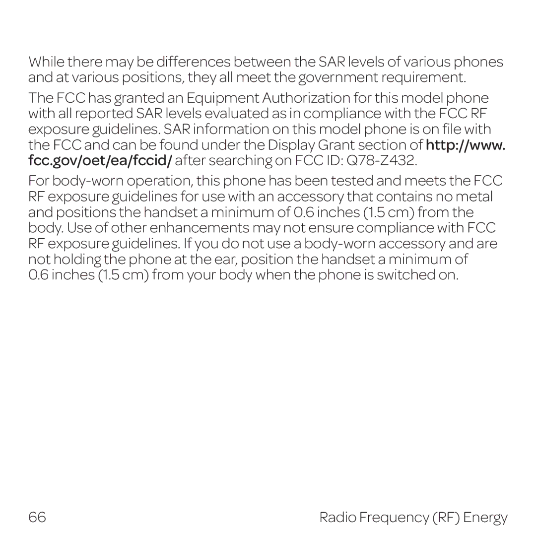 AT&T Z432 manual Radio Frequency RF Energy 