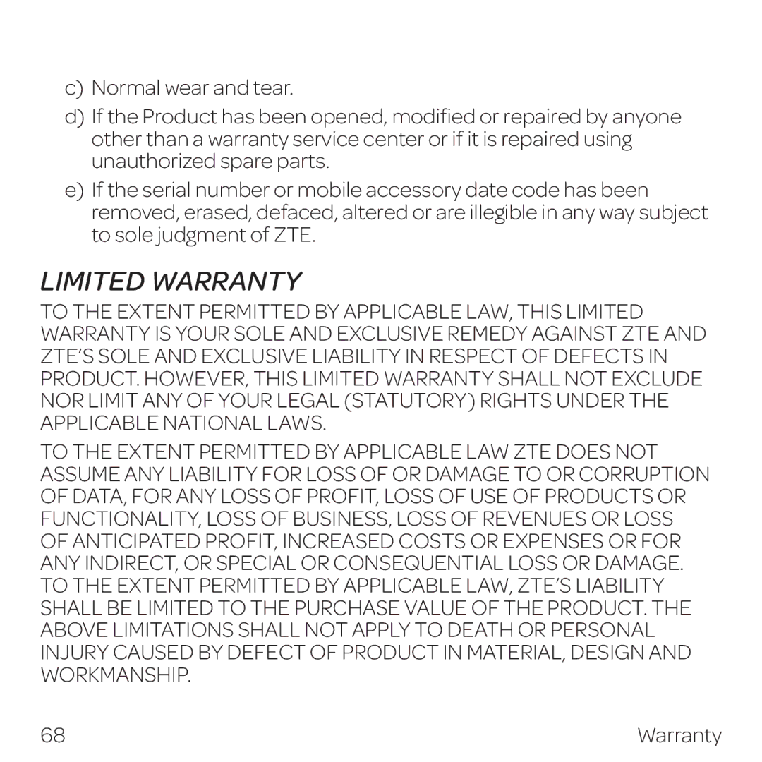 AT&T Z432 manual Limited Warranty 