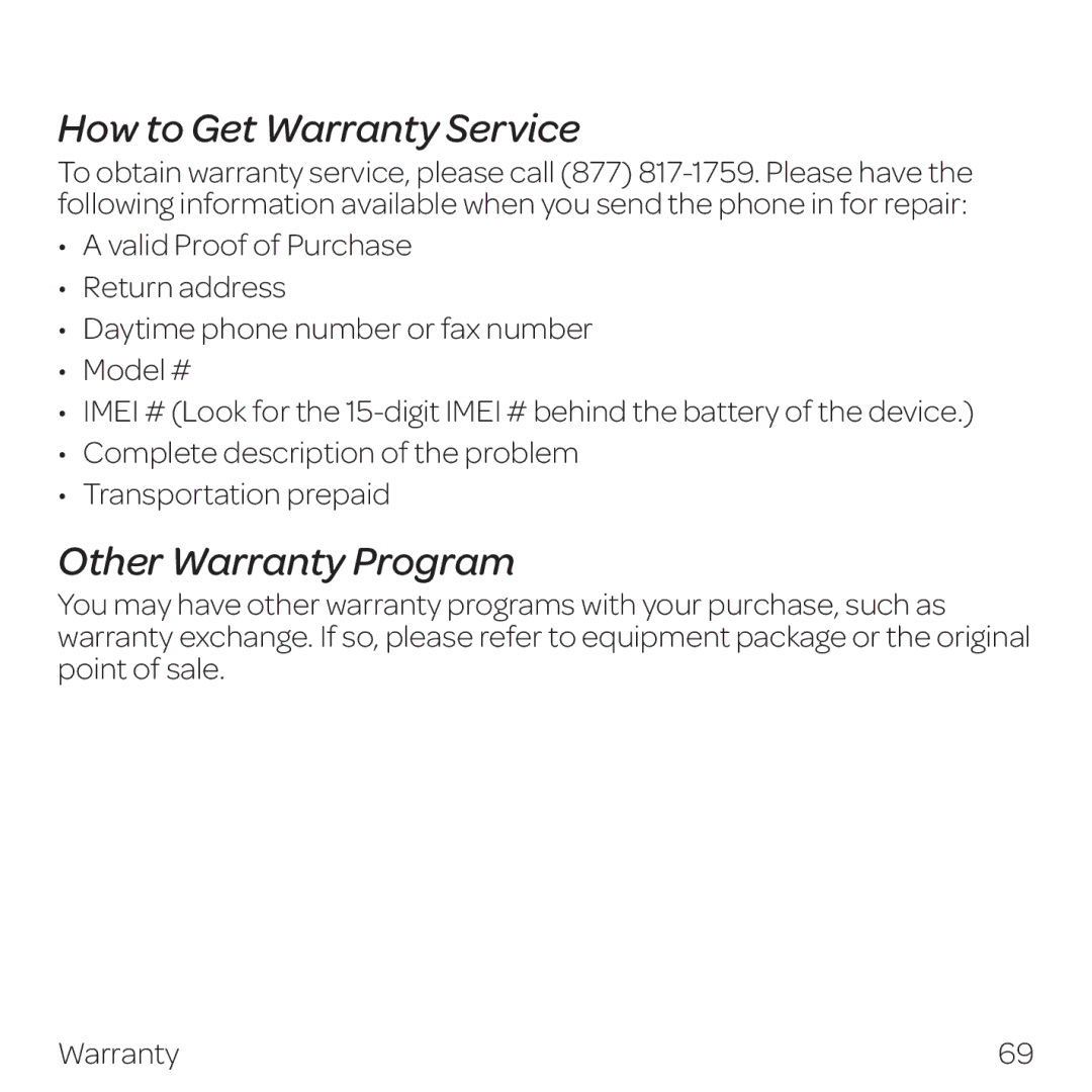 AT&T Z432 manual How to Get Warranty Service, Other Warranty Program 