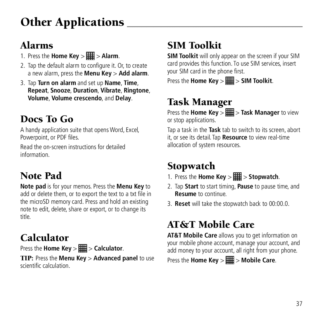 AT&T Z990 user manual Other Applications 