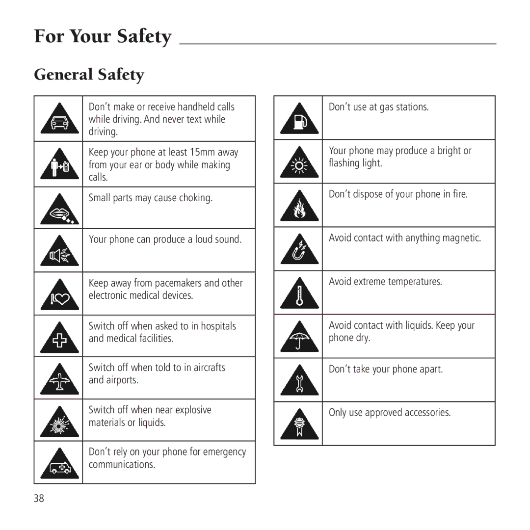 AT&T Z990 user manual For Your Safety, General Safety 