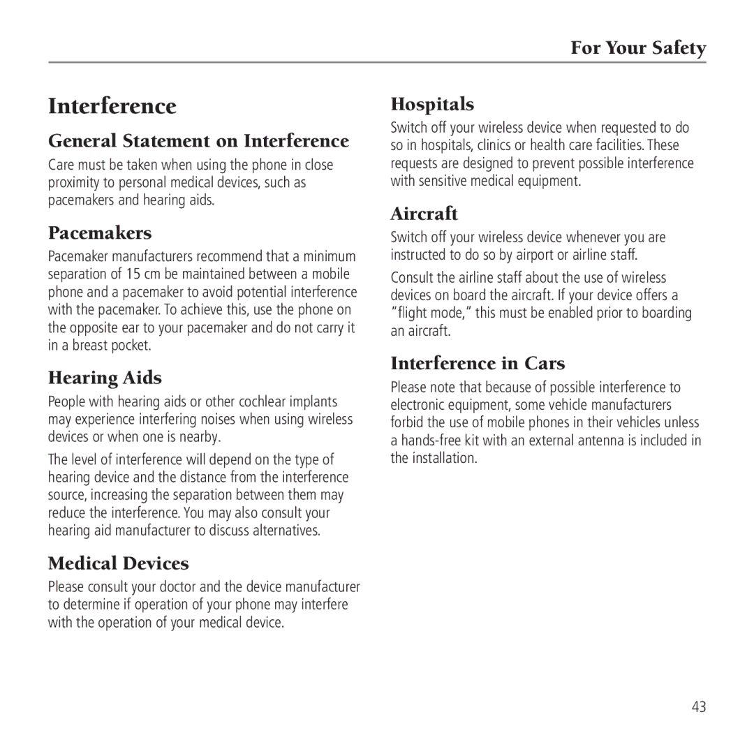 AT&T Z990 user manual Interference 