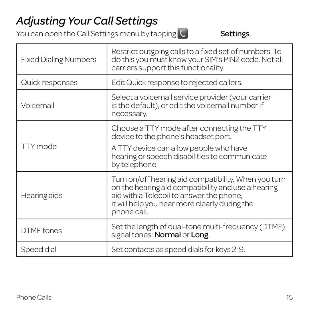 AT&T Z998 manual Adjusting Your Call Settings 