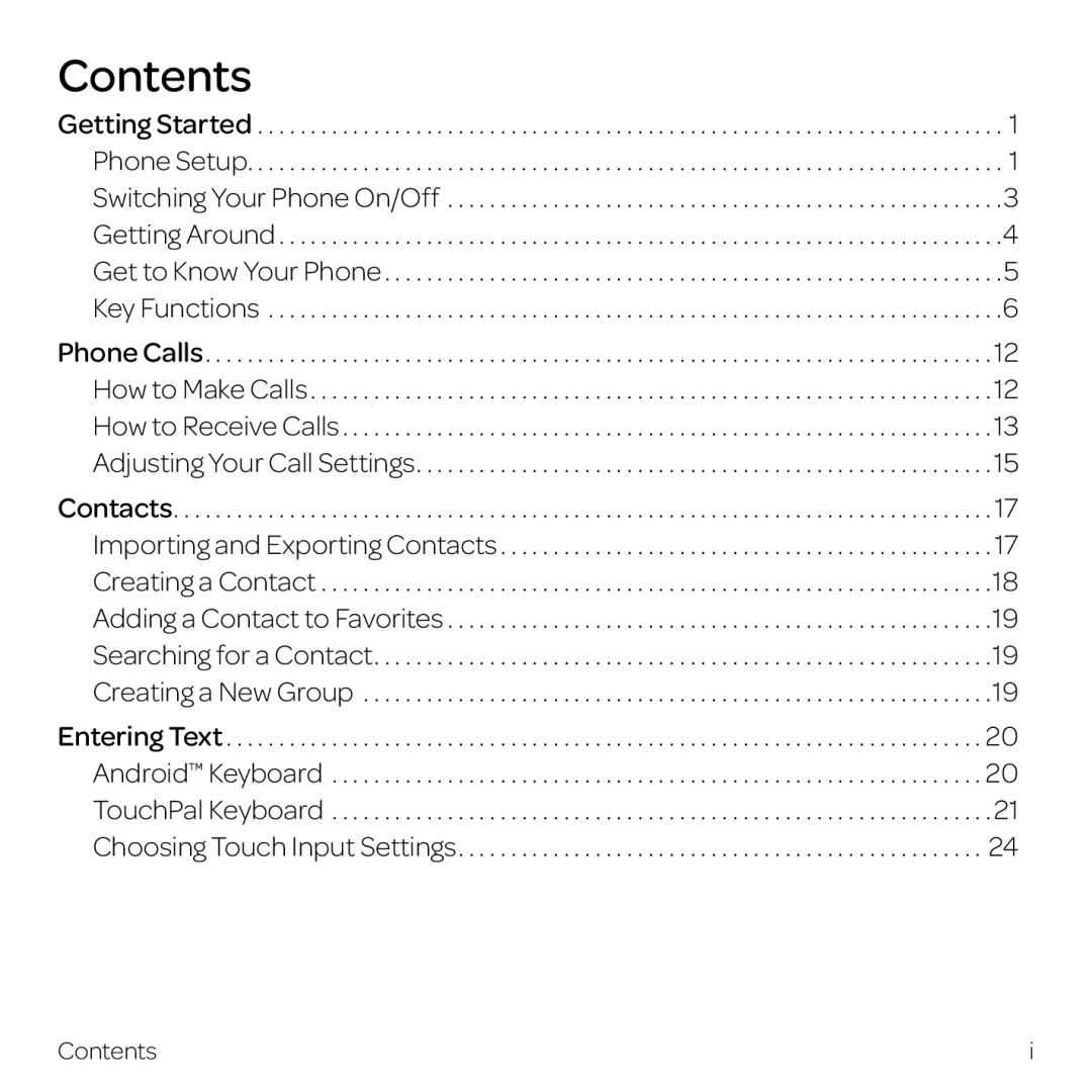 AT&T Z998 manual Contents 