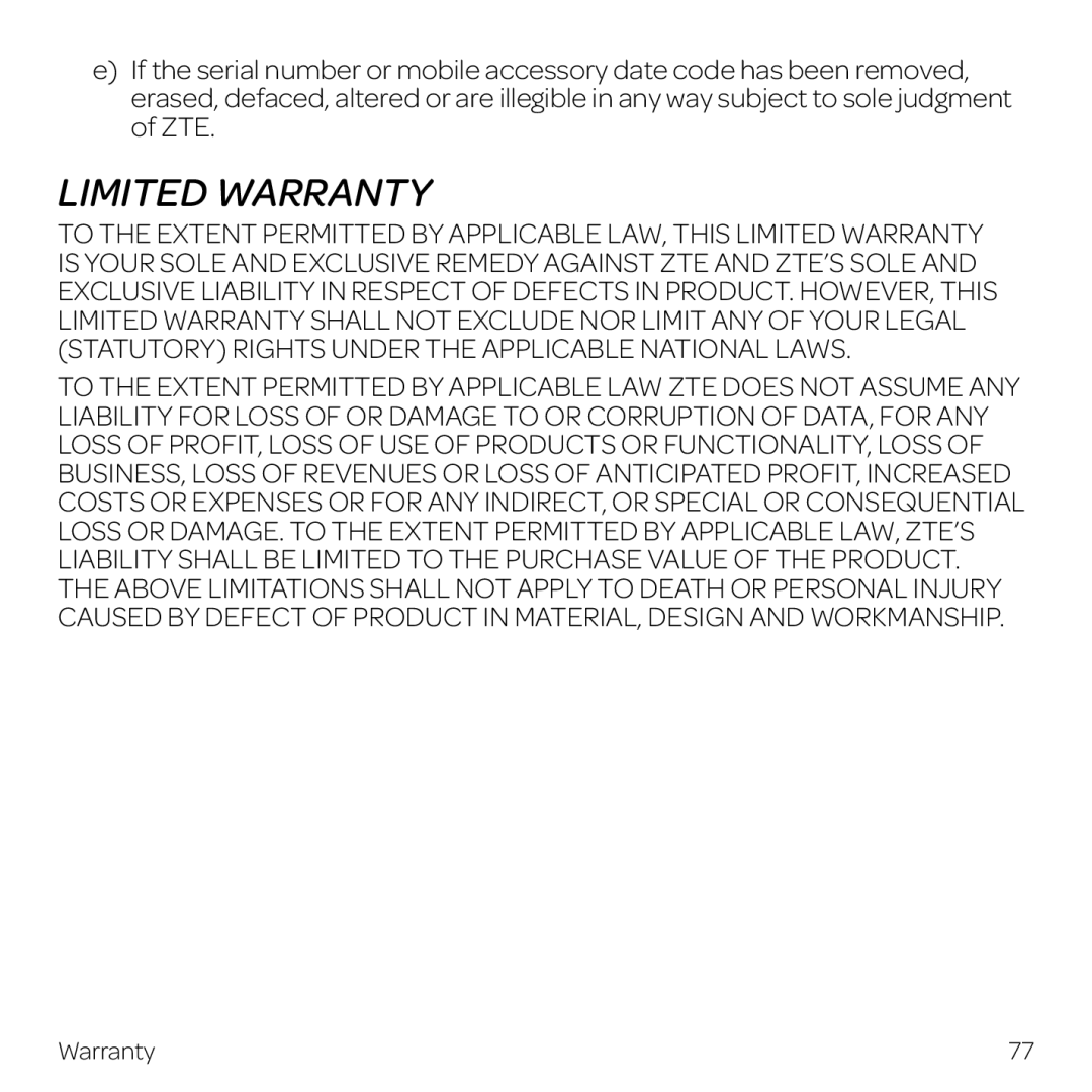 AT&T Z998 manual Limited Warranty 