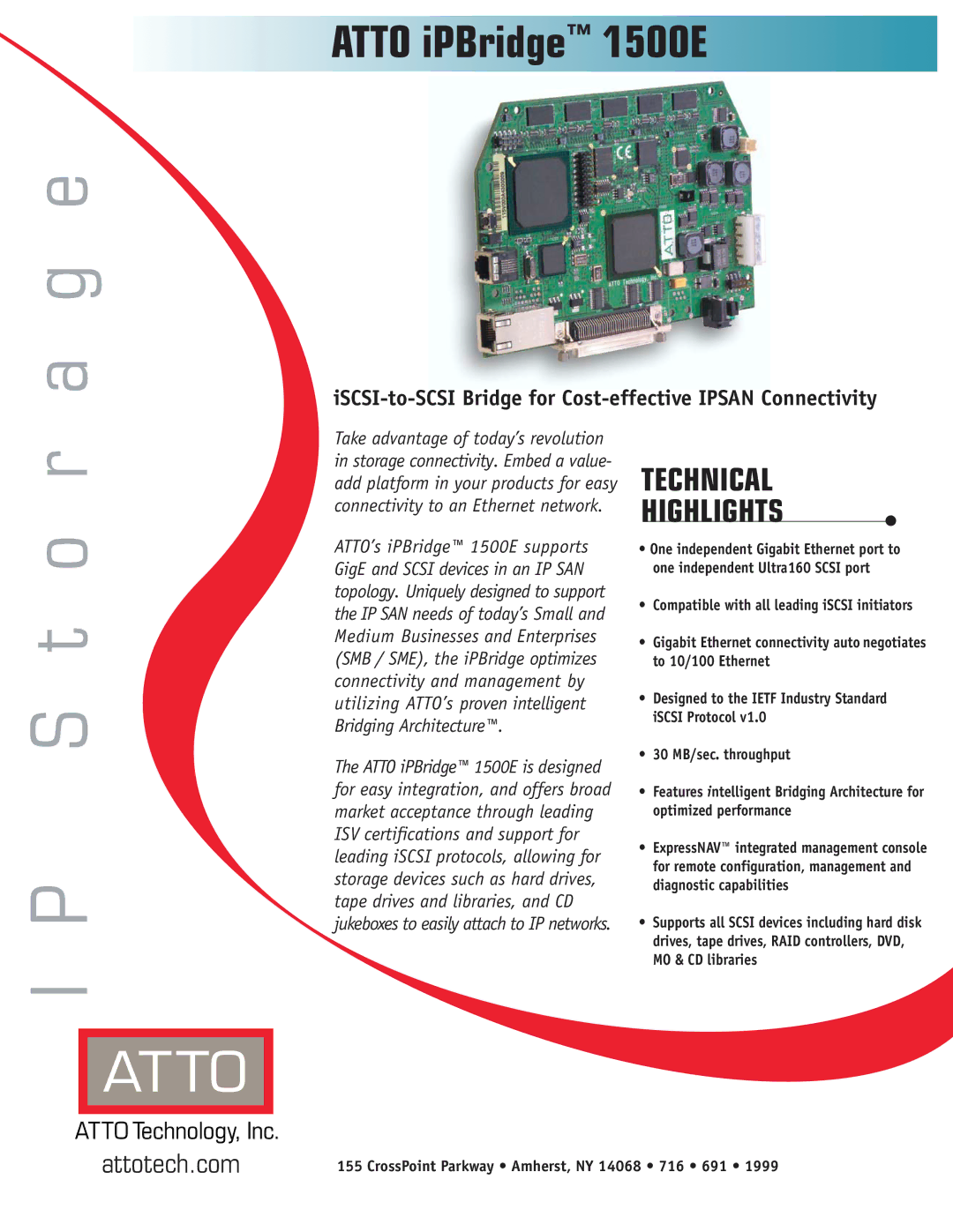 ATTO Technology 1500E manual O r, Technical Highlights 