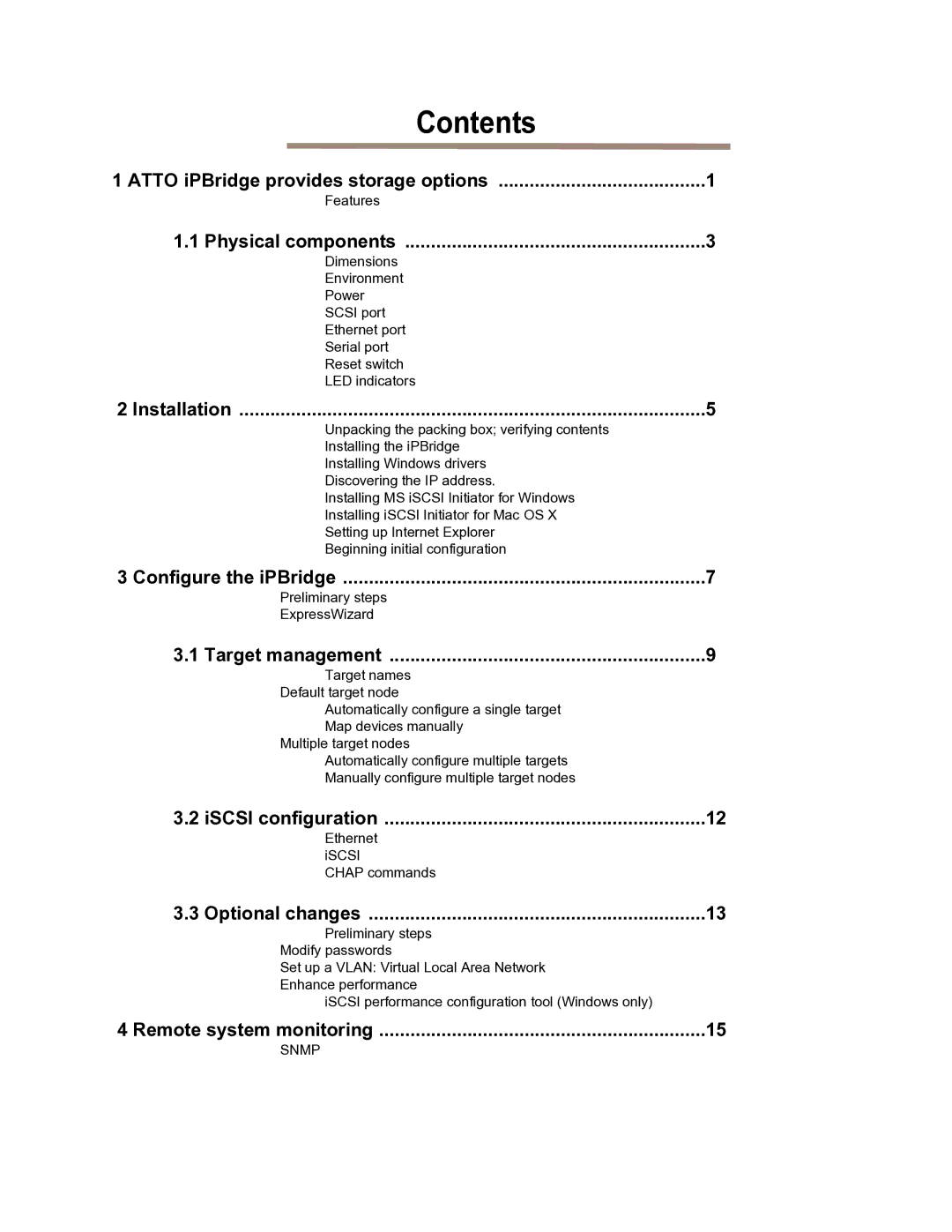 ATTO Technology 1550D operation manual Contents 