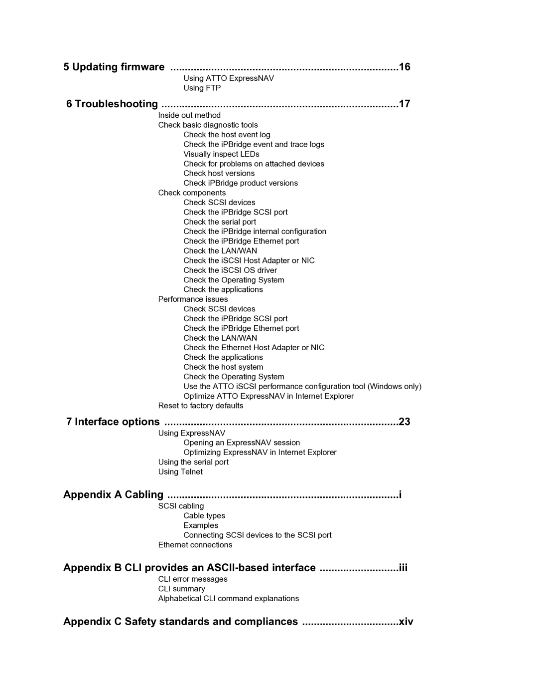 ATTO Technology 1550D operation manual Updating firmware, Interface options, Appendix a Cabling 