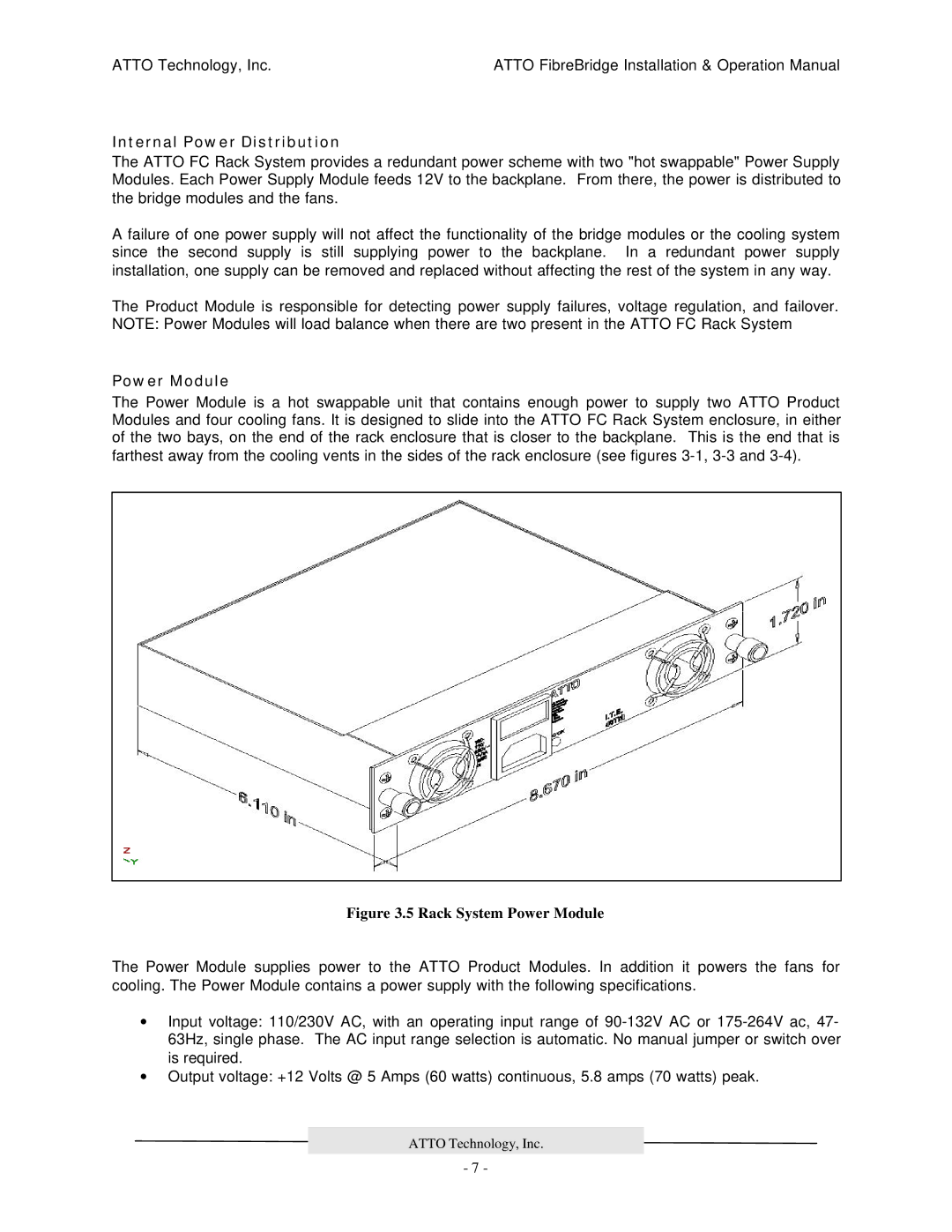 ATTO Technology 2100R, 2200R/D, 3200R manual Internal Power Distribution, Power Module 