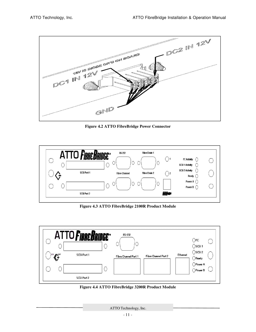 ATTO Technology 2100R, 2200R/D, 3200R manual Atto FibreBridge Power Connector 