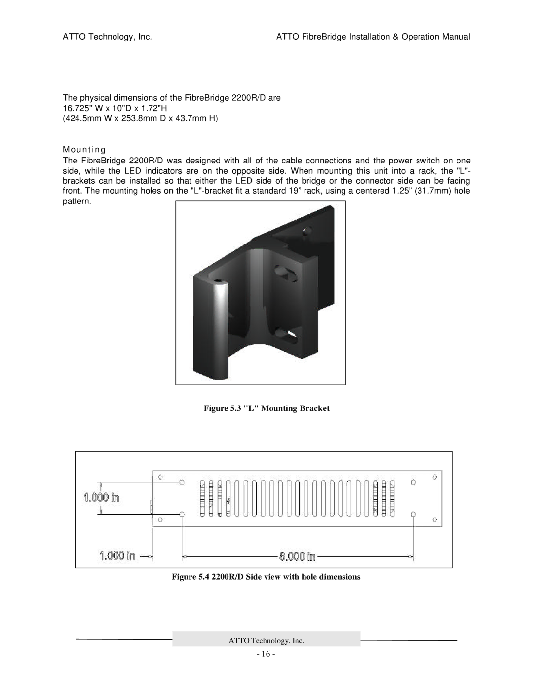 ATTO Technology 2200R/D, 3200R, 2100R manual 2200R/D Side view with hole dimensions 