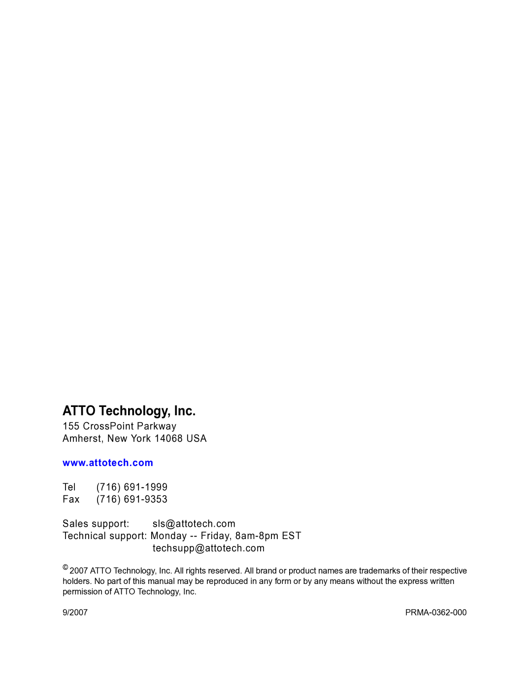 ATTO Technology 2400C/R/D, 2370E, 2390C/R/D operation manual Atto Technology, Inc 