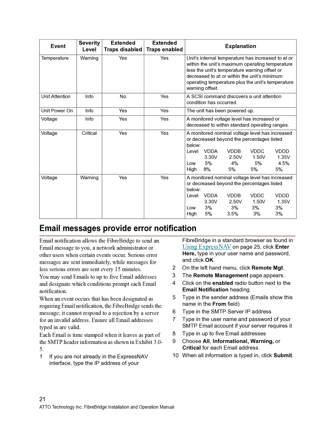 ATTO Technology 2400C/R/D, 2370E, 2390C/R/D operation manual Email messages provide error notification, Vdda Vddb Vddc Vddd 