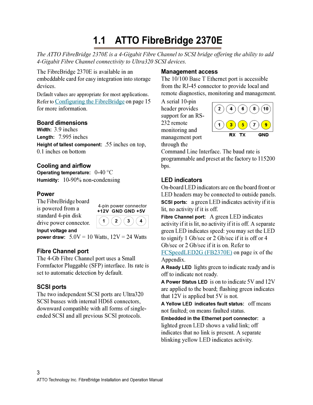 ATTO Technology 2400C/R/D, 2390C/R/D operation manual Atto FibreBridge 2370E 