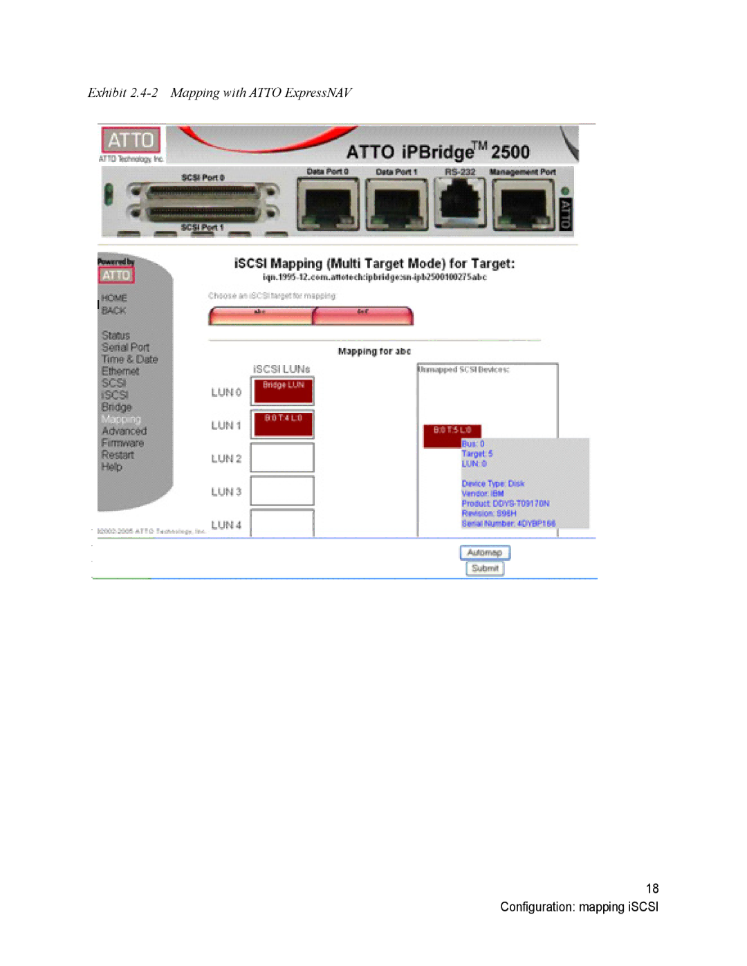 ATTO Technology 2500C operation manual Exhibit 2.4-2 Mapping with Atto ExpressNAV 