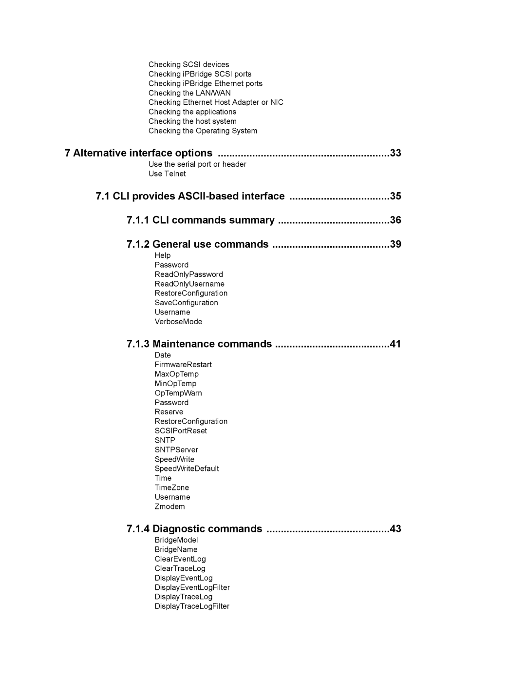 ATTO Technology 2500C operation manual Alternative interface options, Maintenance commands, Diagnostic commands 