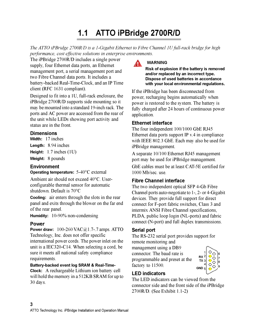 ATTO Technology 2700C operation manual Atto iPBridge 2700R/D 