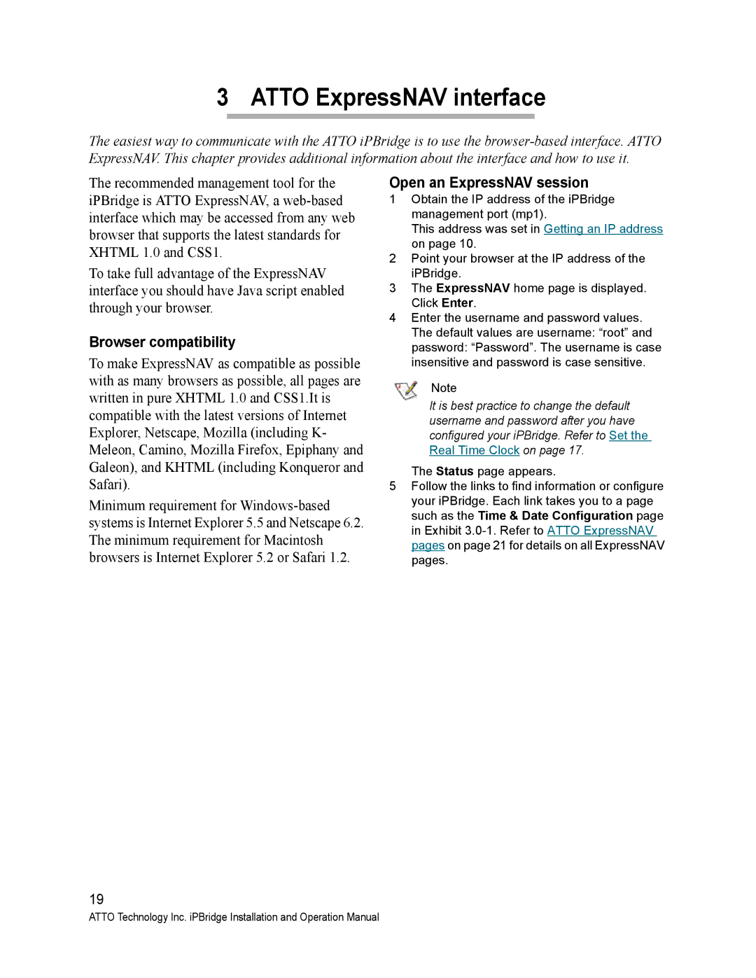 ATTO Technology 2700C operation manual Atto ExpressNAV interface, Browser compatibility, Open an ExpressNAV session 